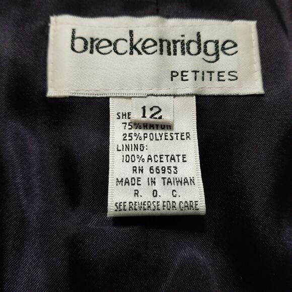 Breckenridge Women's Navy Embroidered Pattern Button Up Vest Size 12 Petite - Picture 4 of 6